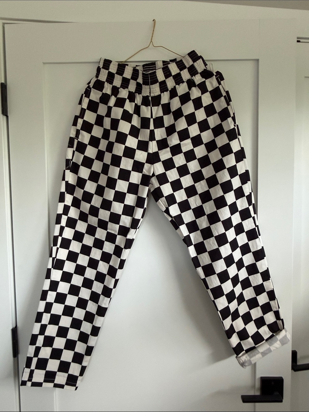 Black & White Checkered Women's Cookman Pants